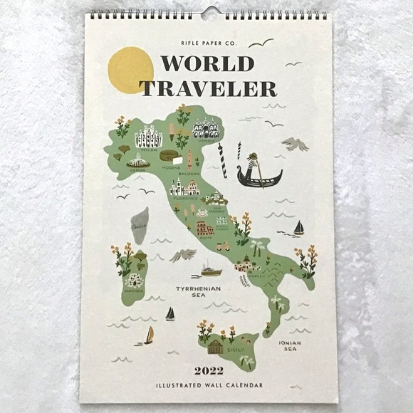 Anthropologie Rifle Paper Co. 12 Art Prints 2022 World Traveler Calendar NEW - Picture 1 of 7